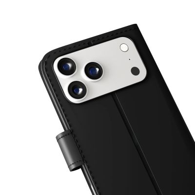 9. Puro Wallet Stand Case for iPhone 17 Pro Max Made of Eco-Leather, with a Flap, Wallet, and Stand Function - Black