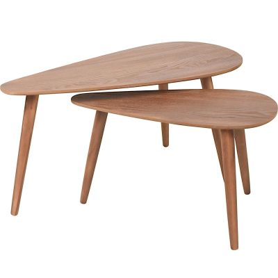 2. SET OF SIDE COFFEE TABLES FOR LIVING ROOM 2 PCS MDF WOOD