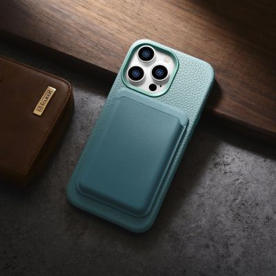 18. iCarer Litchi Premium Leather Case iPhone 14 Pro Max Magnetic Leather Case with MagSafe Green (WMI14220712-GN)
