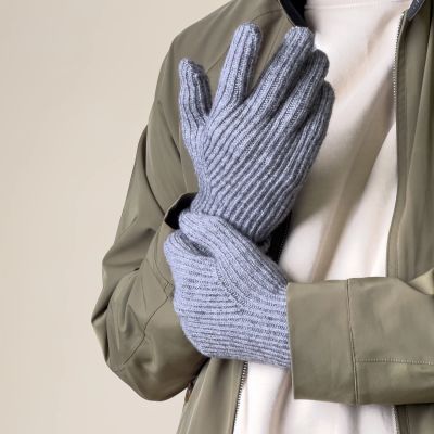 4. Braided telephone gloves with cut-outs for fingers - gray