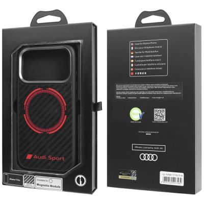 10. Audi RSQ Carbon Fiber Sport Red Circle MagSafe Case for iPhone 17 Pro - Black