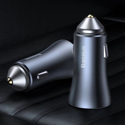 9. Baseus Golden Contactor Pro car charger USB-C / USB-A 40W PD QC 4+ SCP FCP AFC + cable - gray