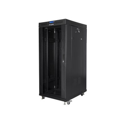 7. LANBERG FLOOR RACK CABINET 19" 27U 600X800 GLASS DOOR LCD BLACK FF01-6827-12BL (FLAT PACK)