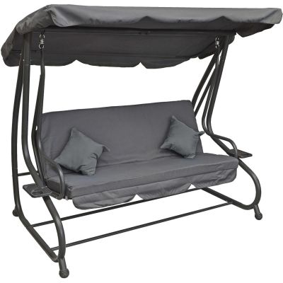 2. KASIA GARDEN AND BALCONY SWING 3-SEATER GRAY