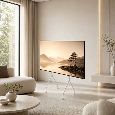 4. MACLEAN TV STAND / TROLLEY FOR MACLEAN TV, ON WHEELS, 37-80", MAX. LOAD 50KG, MAX. VESA 600X400, WHITE, MC-180