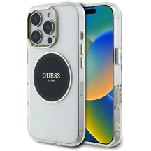 Guess IML Metal Colored Circle Classic Logo MagSafe Case for iPhone 16 Pro Max - Black