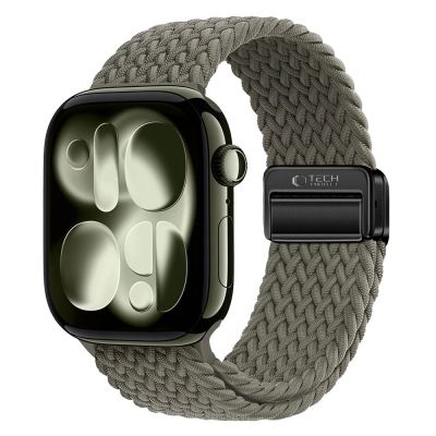 6. Tech-Protect Nylonmag Strap for Apple Watch 4 / 5 / 6 / 7 / 8 / 9 / SE / Ultra 1 / 2 (42 / 44 / 45 / 49 MM) - Green