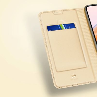 12. Dux Ducis Skin Pro Case For Xiaomi Redmi 11A / Poco C55 / Redmi 12C Cover Flip Card Wallet Stand Gold