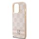 6. DKNY Leather Checkered Mono Pattern & Printed Stripes case for iPhone 14 Pro - pink