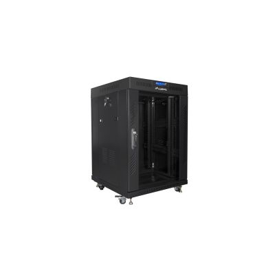 3. LANBERG FLOOR RACK CABINET 19" 15U 600X600 GLASS DOOR LCD BLACK FF01-6615-12BL (FLAT PACK)