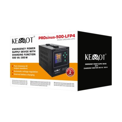2. KEMOT PROsinus-500-LFP4 emergency power supply, pure sine wave converter with charging function 12V 230V 500VA/300W
