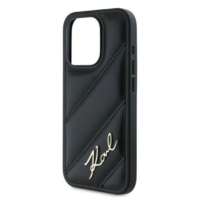 6. Karl Lagerfeld Diagonal Quilted Script case for iPhone 15 Pro Max - black