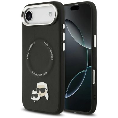 Karl Lagerfeld Karl & Choupette Pins MagSafe Case for iPhone Air - Black