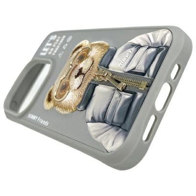 7. Nimmy Cool&Cute 2.0 Bear Case for iPhone 15 Pro - Gray