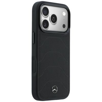 4. Mercedes Leather Mesh with Bow Line MagSafe Case for iPhone 17 Pro Max - Black