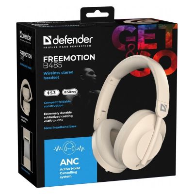 10. Defender Bluetooth Freemotion Headphones B485 ANC Beige 63486