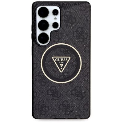3. Guess 4G Glitter Triangle Buttons MagSafe Case for Samsung Galaxy S25 Ultra Black