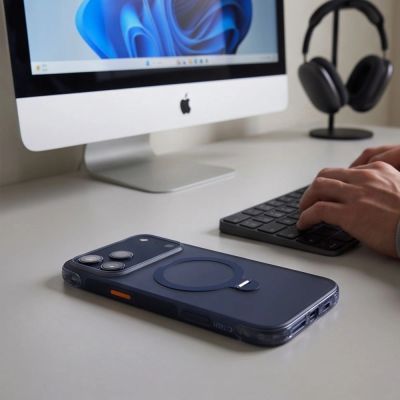 11. Tech-Protect MagAir Stand MagSafe CC Case for iPhone 18 Pro Max / 17 Pro Max - Matte Navy Blue