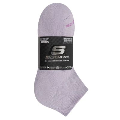 2. Skechers 5pk Unisex 1/2 Terry Qtr Crew S602095-501 Purple 35-38