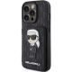 2. Karl Lagerfeld Saffiano Cardslots and Stand Monogram Ikonik Patch case for iPhone 15 Pro - black