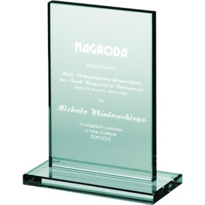 9. Engraved glass trophy