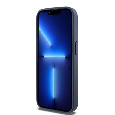 5. DKNY Leather Mono Stripe & Metal Logo case for iPhone 15 Pro - blue