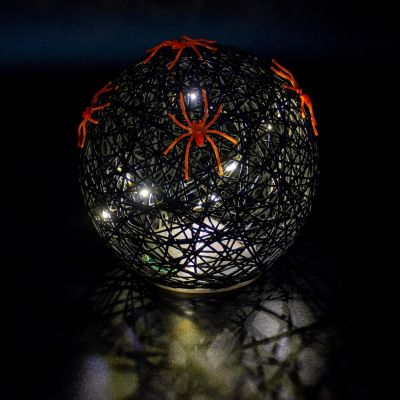 8. DECORATIVE BALL LAMP WITH SPIDER LED 15CM HALLOWEEN BLACK