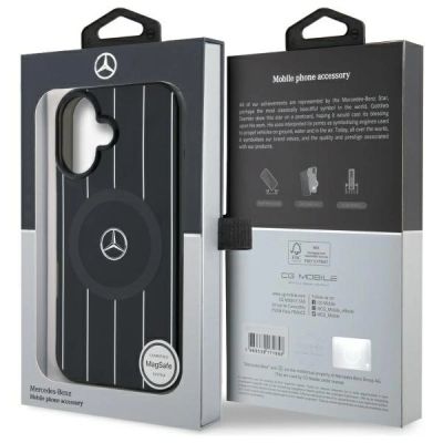 8. Mercedes MB Double Layer Crossed Lines MagSafe case for iPhone 16 - black