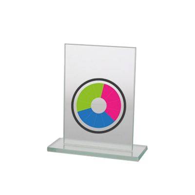 Glass trophy with LuxorJet color print
