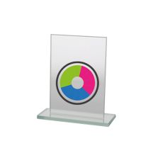 Glass trophy with LuxorJet color print