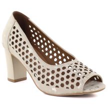 Beige open toe pumps with openwork heel, Jezzi ASA283-7