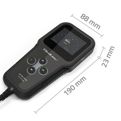 9. Qoltec 3-in-1 Digital Battery Tester with LCD Polish Menu 6V 12V 24V 10Ah-200Ah