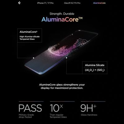 8. Spigen Glas.TR EZ Fit Pro Tempered Glass for iPhone 16 Pro / 17 / 17 Pro - Transparent