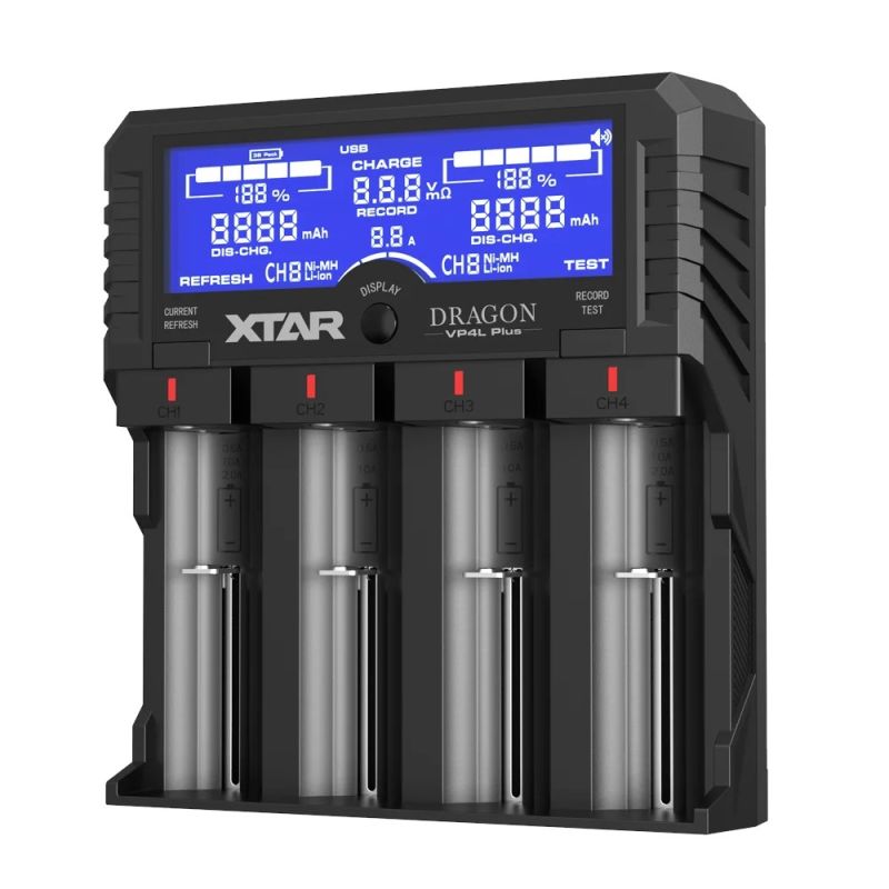 XTAR CHARGER FOR CYLINDRICAL LI-ION 18650 BATTERIES – 4 CHANNELS VP4L PLUS