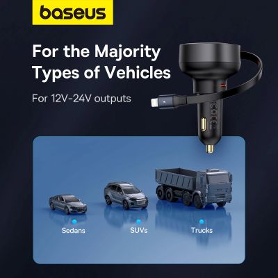 16. Baseus Enjoyment Pro USB-C (Female) / Lightning (Male) 60W Car Charger - Black