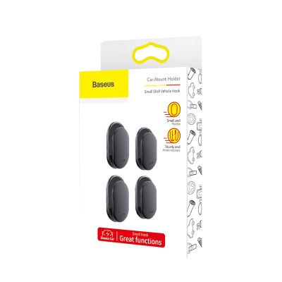7. Baseus Small Shell hanger for car, home, garage 4 pcs. - black