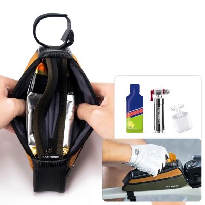 2. Rockbros 088 Top Tube Bike Bag 0.25L - Green and Orange