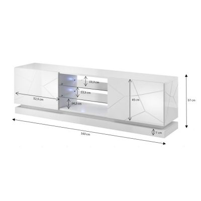 3. TV cabinet QIU 160 MDF white gloss/white gloss