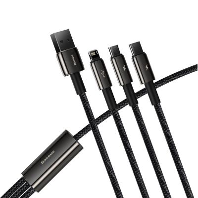 4. Baseus Tungsten 3in1 cable USB - USB Type C / Lightning / micro USB 3.5 A 1.5 m black (CAMLTWJ-01)