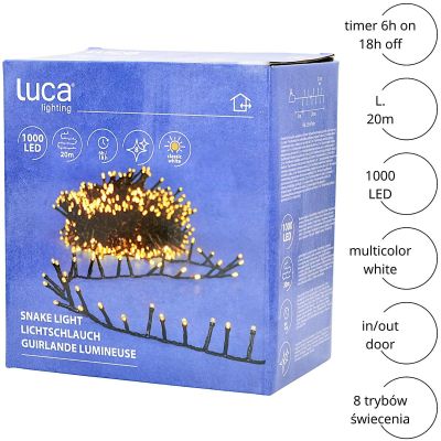 4. CHRISTMAS TREE LIGHTS STRING LIGHT 1000 LED TIMER NATURAL WHITE LUCA