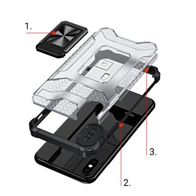 7. Crystal Ring Case Kickstand Tough Rugged Cover for iPhone XS Max red
