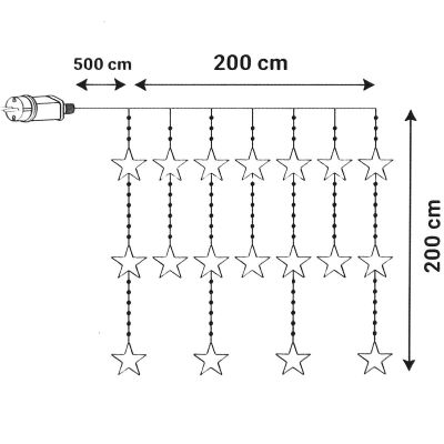 14. CHRISTMAS TREE LIGHTS LIGHT CURTAIN 200x200 CM 415LED STARS MULTICOLOR