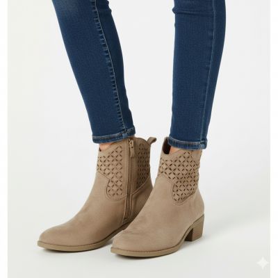 4. Women's openwork brown cowboy boots Jezzi RMR2353-16