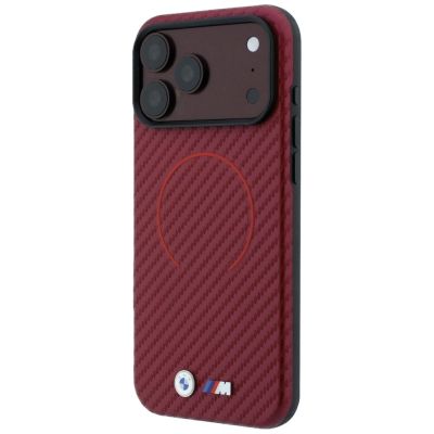 2. BMW M Carbon Printed Ring MagSafe Case for iPhone 18 Pro / 17 Pro – Burgundy