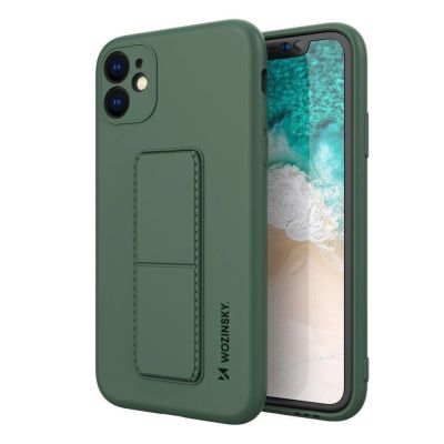 Wozinsky Kickstand Case silicone case with stand Samsung Galaxy A22 4G dark green