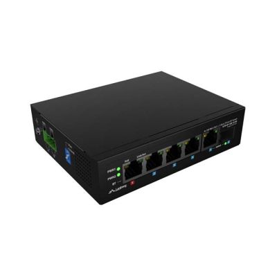 4. SWITCH LANBERG ILFE-4P-1GE-1S-90 LIGHT INDUSTRIAL POE 1XBT 3XAT SFP+ETH DIN FAST ETHERNET