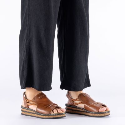 5. Comfortable women's wedge sandals, brown, Rieker 62962-22