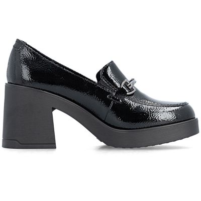 2. Women's patent leather high-heeled loafers, black, Rieker 58051-00