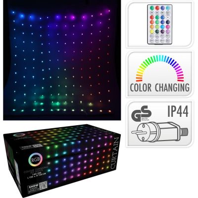 3. CHRISTMAS LIGHTS LIGHT CURTAIN FOR INDOOR/OUTDOOR USE 144 LED RGB 120 X 120 CM WITH REMOTE CONTROL MULTICOLOUR