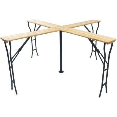 4. WOODEN CROSS-BANDED FOLDABLE PICNIC BAR TABLE